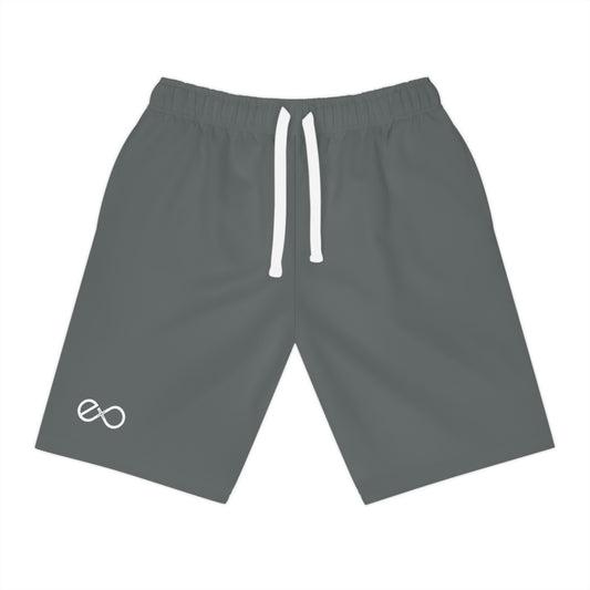 Athletic Long Shorts – Black Performance Workout Shorts with Small Infinity Logo